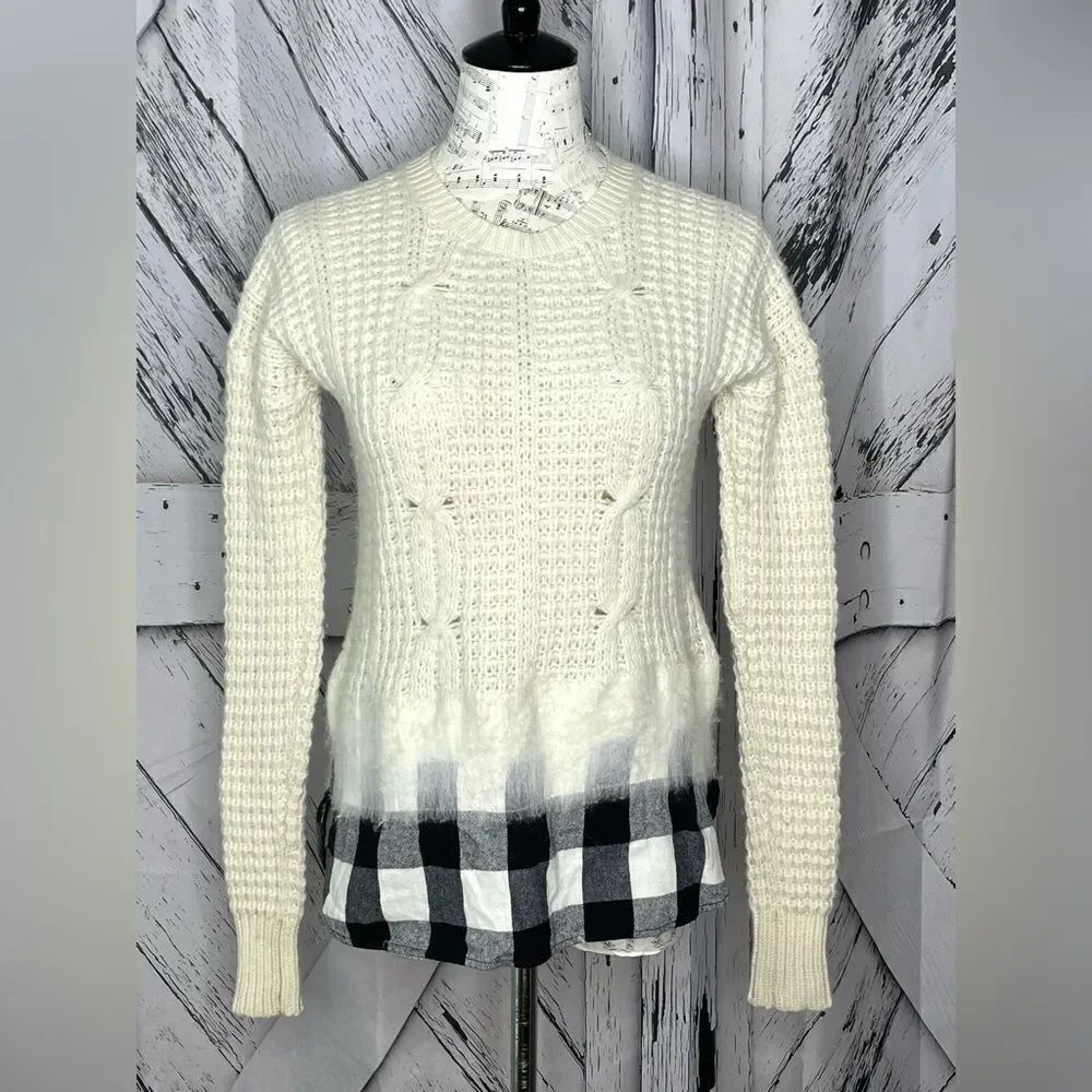 Madewell Wool Cable Knit Sweater/Shirt Mix XS